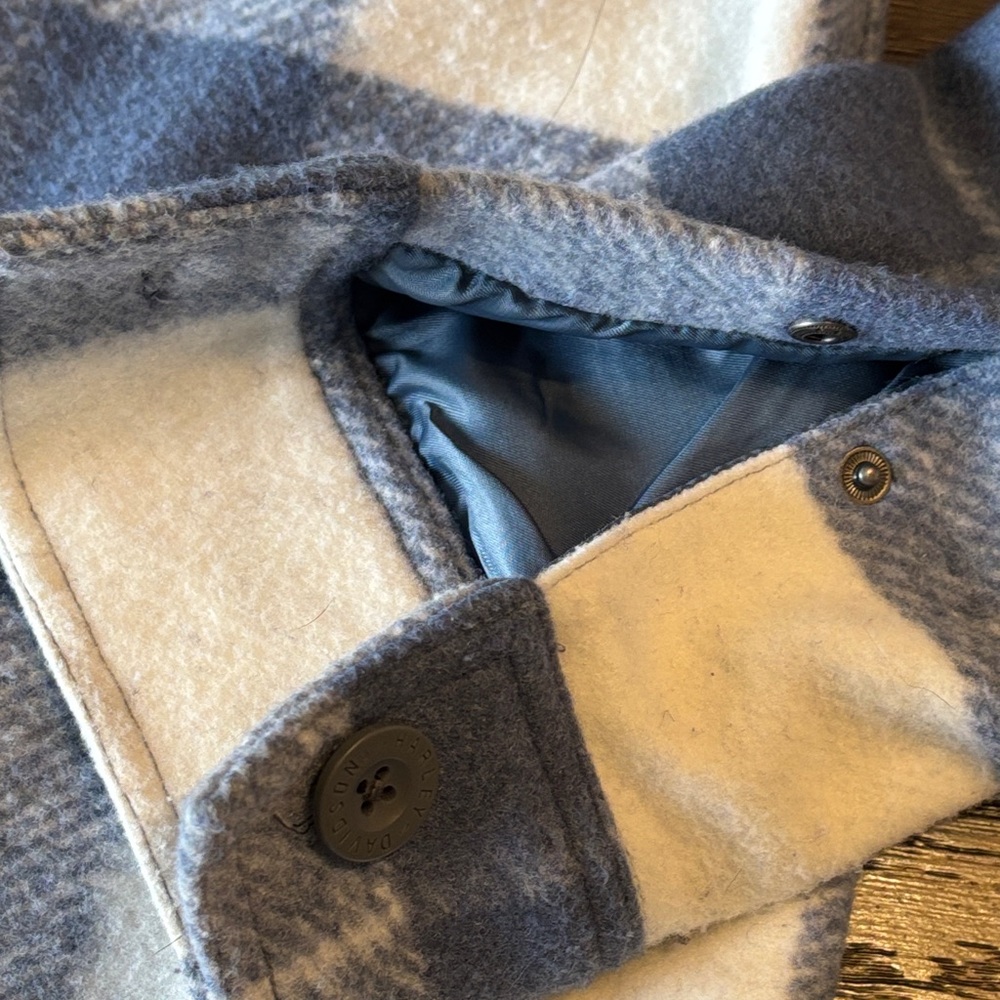 Harley-Davidson Blue and White Plaid Utility Jacket Women’s Medium - Picture 10 of 14